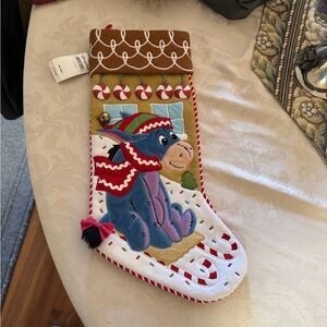 Disney Pooh EEYORE Gingerbread Sledding Christmas Stocking 20” RARE NWT